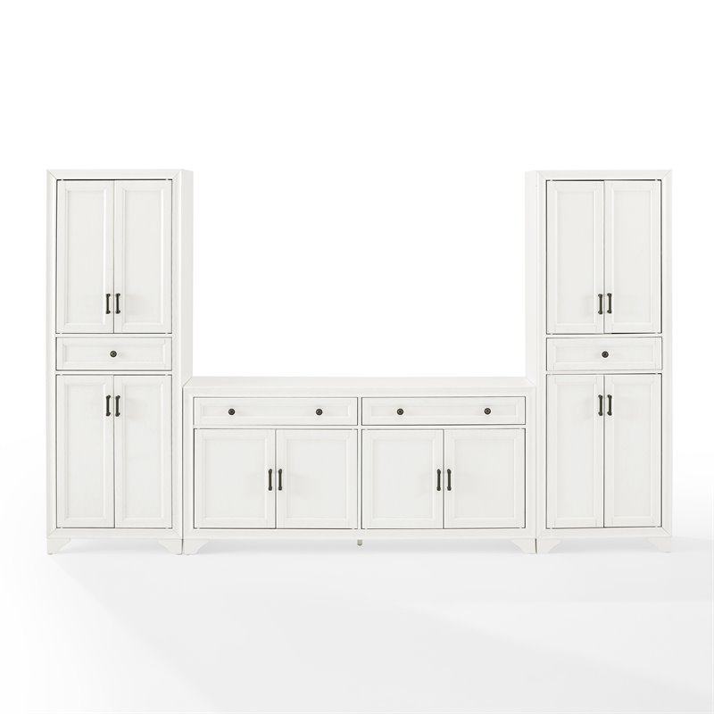 Pemberly Row 3PC Entertainment Center/Sideboard with Pantry Set White