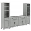 Pemberly Row 3PC Entertainment Center/Sideboard with Bookcases in Gray