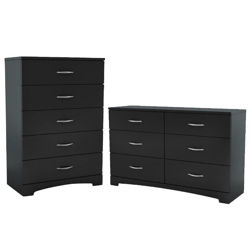 Pemberly Row 2-Piece Set with 5-Drawer Chest and 6-Drawer Double Dresser