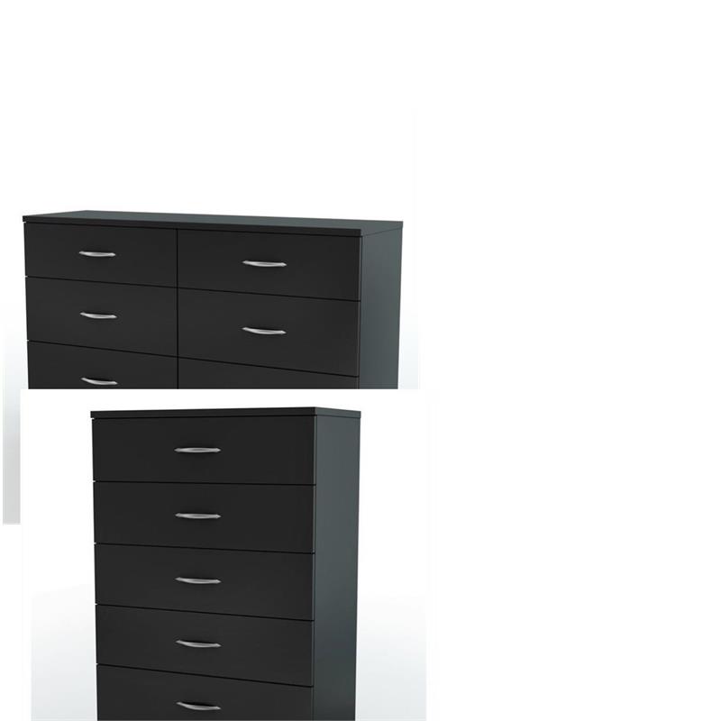 Pemberly Row 2-Piece Set with 5-Drawer Chest and 6-Drawer Double Dresser