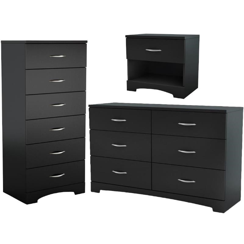 Pemberly Row 3-Piece Set with Nightstand Single Lingerie Chest & Double Dresser