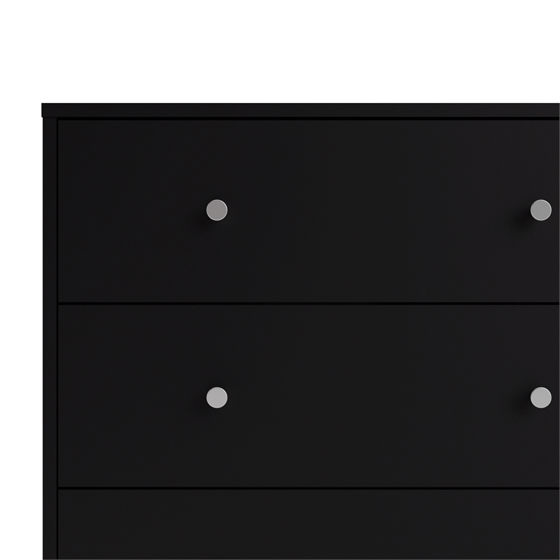 Pemberly Row Engineered Wood 4pc Set of Chest Dresser and 2 Nightstands in Black