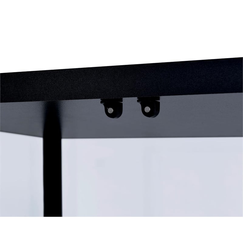 Pemberly Row Contemporary Wood 2 Piece 5 Shelf Glass Curio Cabinet Set in Black
