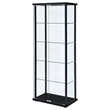 Pemberly Row Contemporary Wood 2 Piece 5 Shelf Glass Curio Cabinet Set in Black
