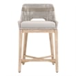 Pemberly Row Transitional Beige 2 Piece Flat Rope Wood Frame Counter Stool Set