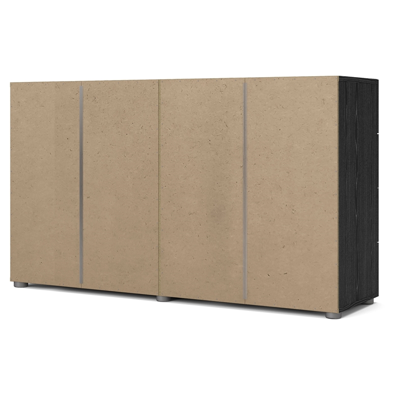 Pemberly Row 3 Piece Bedroom Set with Dresser and Nightstands in Black Woodgrain