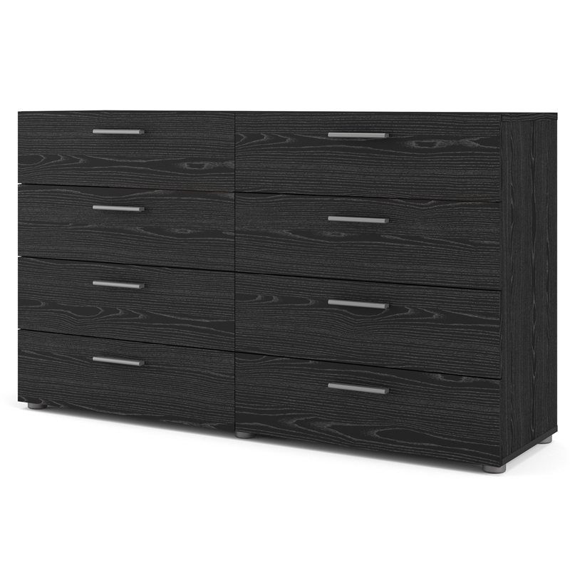 Pemberly Row 3 Piece Bedroom Set with Dresser and Nightstands in Black Woodgrain