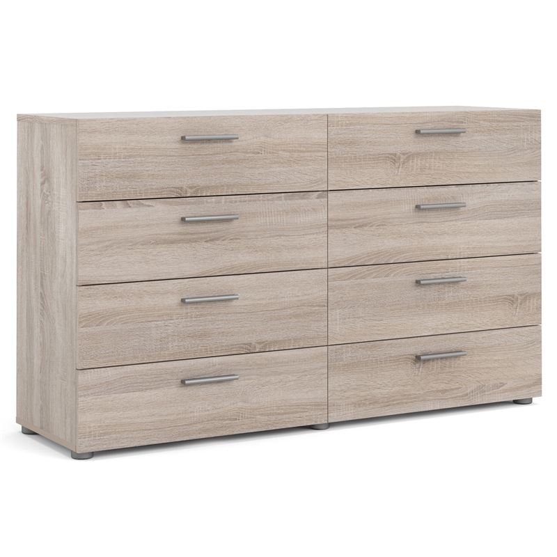 Pemberly Row 8 Drawer Dresser and 2 Drawer Nightstand 3 Pc Set in Truffle