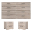 Pemberly Row 8 Drawer Dresser and 2 Drawer Nightstand 3 Pc Set in Truffle
