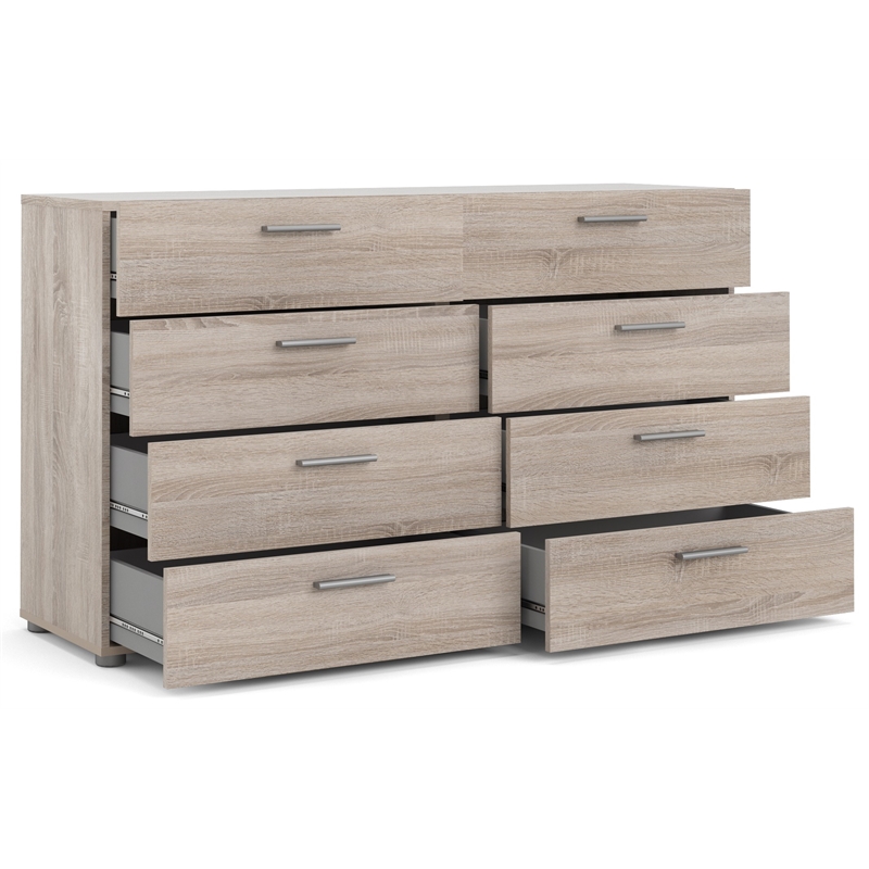 Pemberly Row 8 Drawer Dresser and 2 Drawer Nightstand 3 Pc Set in Truffle
