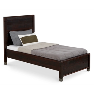 Pemberly Row Contemporary Solid Wood Twin Platform Bed in Walnut