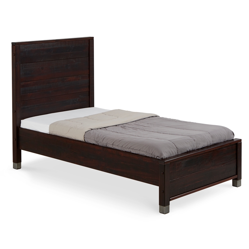 Pemberly Row Contemporary Solid Wood Twin Platform Bed in Walnut