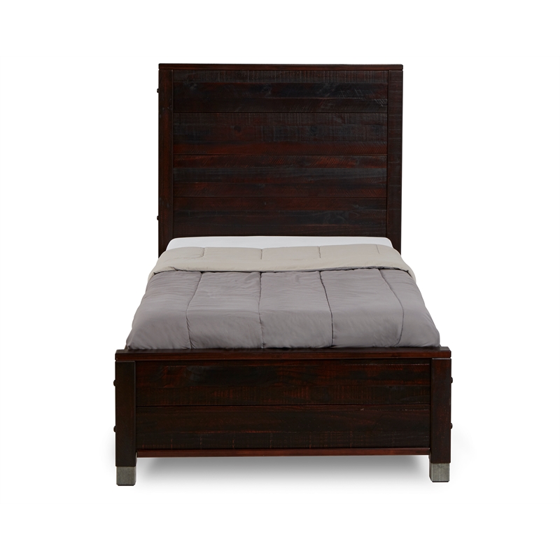 Pemberly Row Contemporary Solid Wood Twin Platform Bed in Walnut