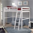 Pemberly Row Contemporary Solid Wood Low Loft Bed Frame Full in Gray