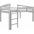 Pemberly Row Contemporary Solid Wood Low Loft Bed Frame Full in Gray