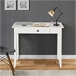 Pemberly Row Contemporary Writing Desk with One Drawer in White Finish