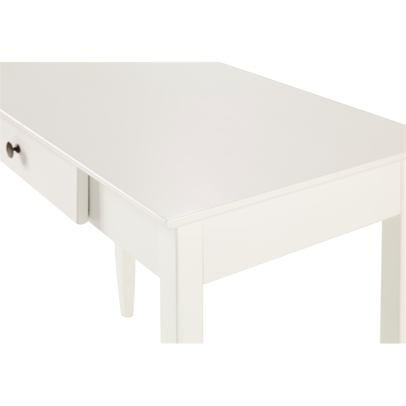 Pemberly Row Contemporary Writing Desk with One Drawer in White Finish