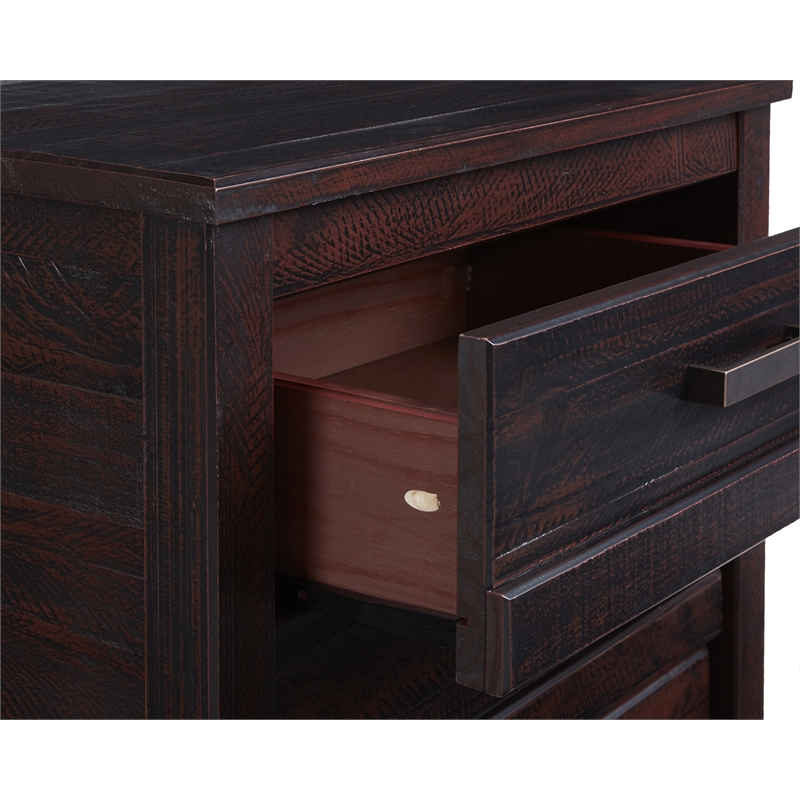 Pemberly Row Solid Wood 3-Drawer Nightstand in Antique Walnut