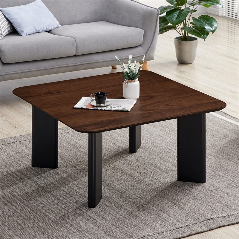 Pemberly Row Square Shape Modern Wood Coffee Table in Walnut