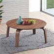 Pemberly Row Round Shape Mid-Century Wood Coffee Table in Brown