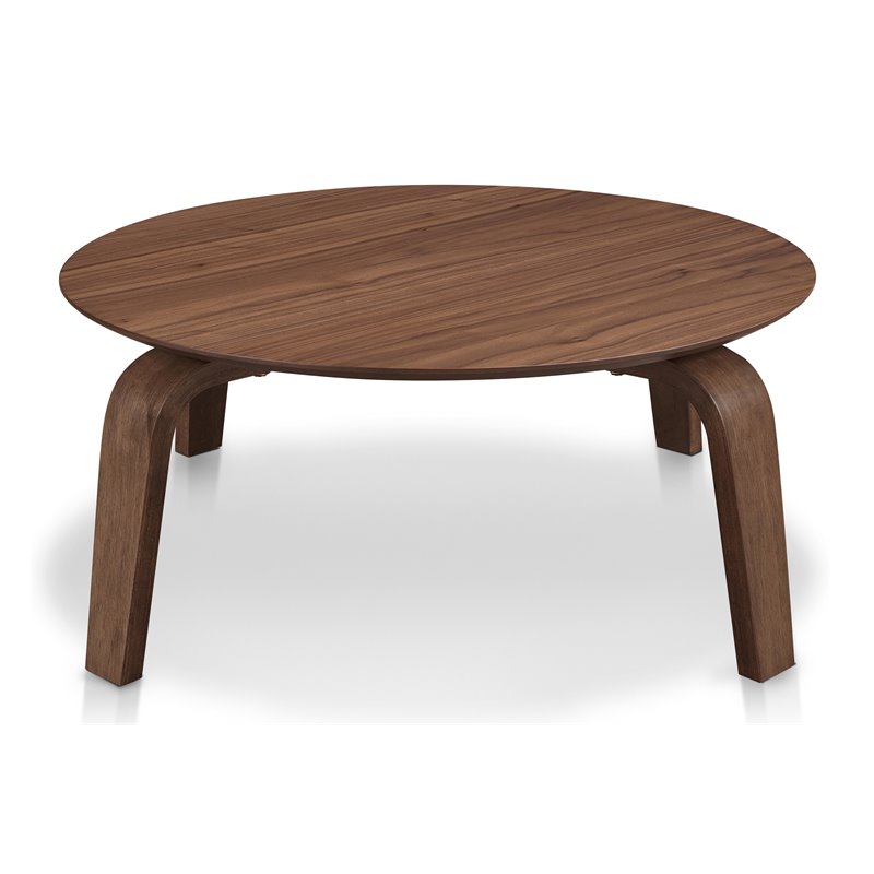 Pemberly Row Round Shape Mid-Century Wood Coffee Table in Brown