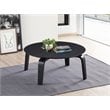Pemberly Row Round Shape Mid-Century Wood Coffee Table in Black