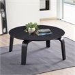 Pemberly Row Round Shape Mid-Century Wood Coffee Table in Black
