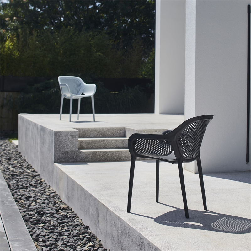 Pemberly Row Resin Patio Dining Chair in Cool Gray - (Set of 2)
