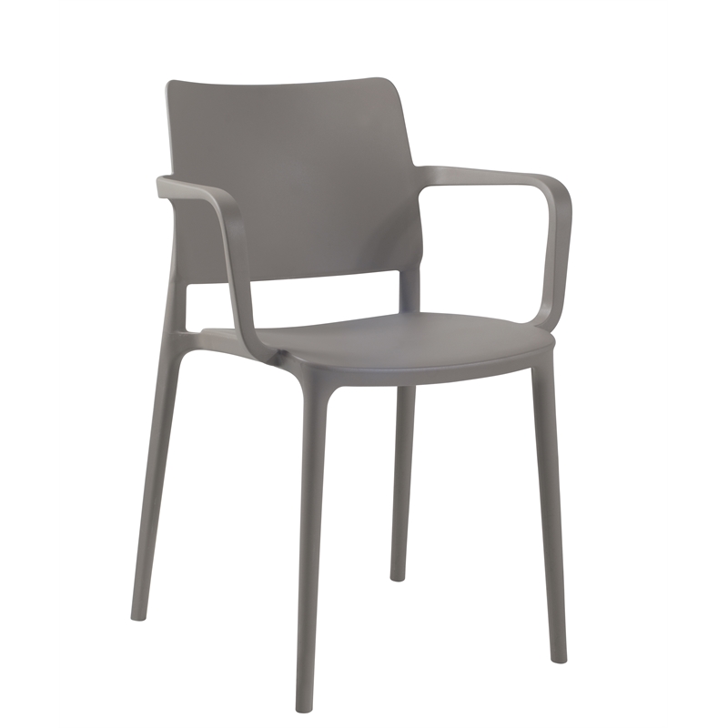 Pemberly Row Arm Resin Patio Dining Chair in Taupe - (Set of 2)