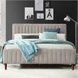 Pemberly Row Wood/Fabric Upholstered Queen Platform Bed in Taupe Gray