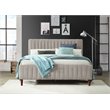 Pemberly Row Wood/Fabric Upholstered Queen Platform Bed in Taupe Gray