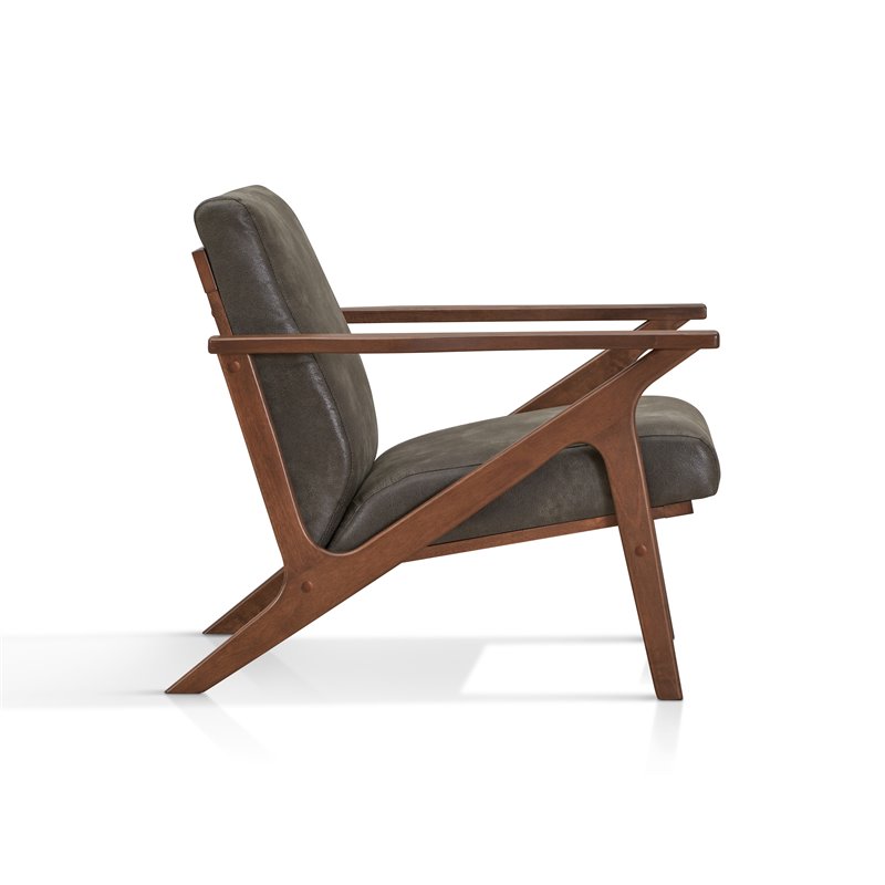 Pemberly Row Solid Wood and Fabric Upholstered Accent Armchair in Black