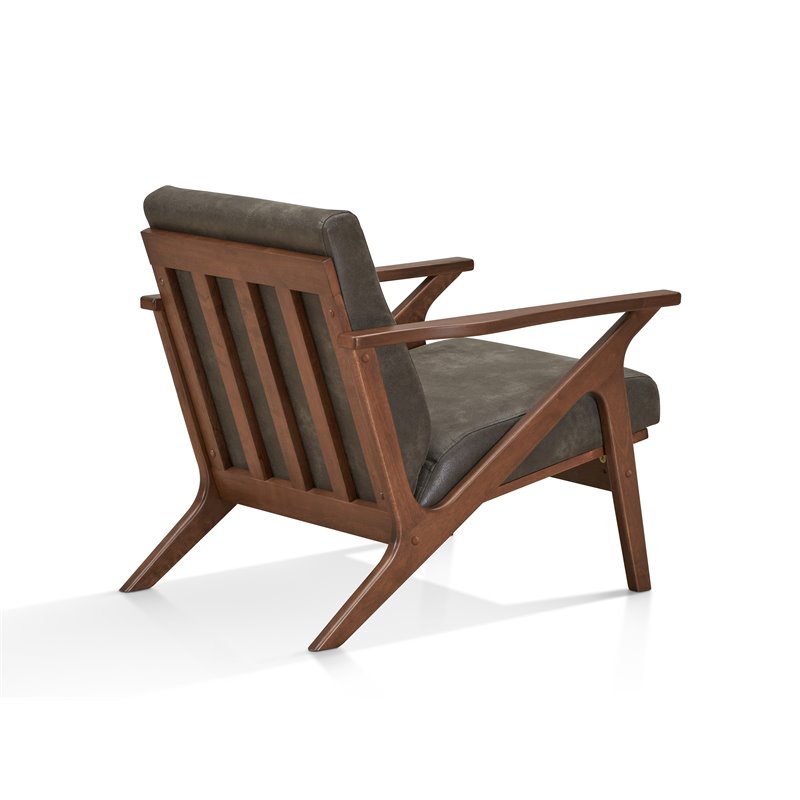 Pemberly Row Solid Wood and Fabric Upholstered Accent Armchair in Black