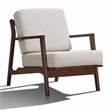 Pemberly Row Solid Wood and Fabric Upholstered Accent Armchair in Beige