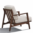 Pemberly Row Solid Wood and Fabric Upholstered Accent Armchair in Beige