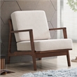 Pemberly Row Solid Wood and Fabric Upholstered Accent Armchair in Beige
