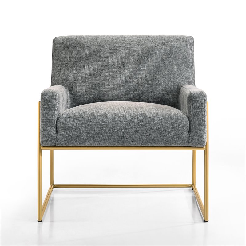 Pemberly Row Steel & Fabric Upholstered Lounge Accent Chair in Steel Gray