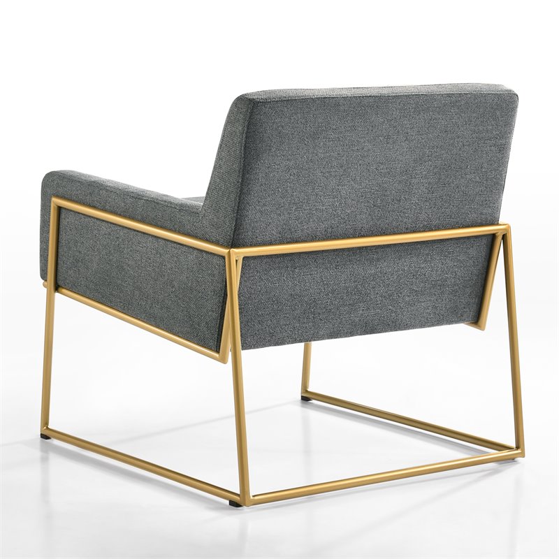 Pemberly Row Steel & Fabric Upholstered Lounge Accent Chair in Steel Gray