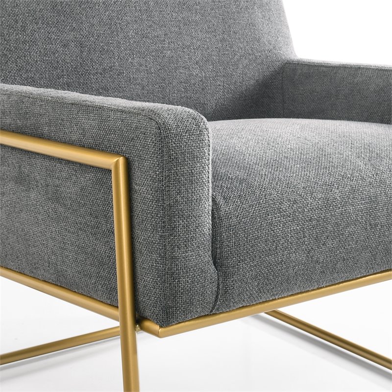 Pemberly Row Steel & Fabric Upholstered Lounge Accent Chair in Steel Gray