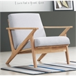Pemberly Row Solid Wood and Fabric Accent Armchair in Oak and Light Gray