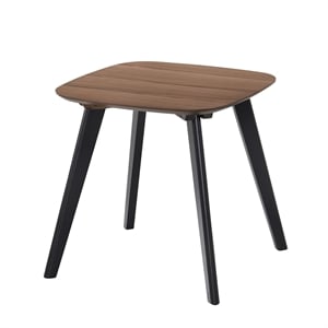 Pemberly Row Solid Wood End Table with Powder Coated Black Legs in Walnut