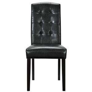 Pemberly Row 19.5&quot Modern Style Rubberwood Dining Side Chair in Black