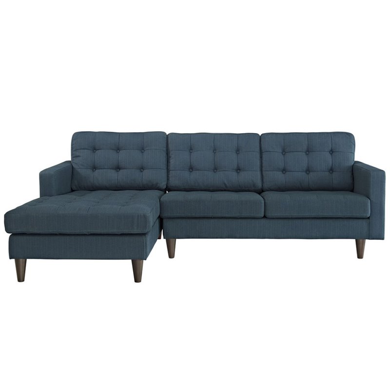 Pemberly Row Upholstered Fabric Left-Facing Sectional Sofa in Azure Blue