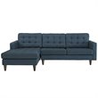 Pemberly Row Upholstered Fabric Left-Facing Sectional Sofa in Azure Blue