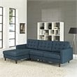 Pemberly Row Upholstered Fabric Left-Facing Sectional Sofa in Azure Blue