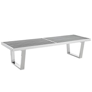 Pemberly Row 60&quot Modern Style Stainless Steel Bench in Silver Finish