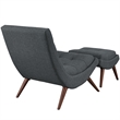 Pemberly Row Upholstered Polyester Fabric Lounge Chair Set in Gray
