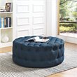 Pemberly Row Modern Upholstered Fabric and Solid Wood Ottoman in Azure