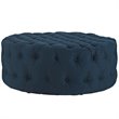 Pemberly Row Modern Upholstered Fabric and Solid Wood Ottoman in Azure