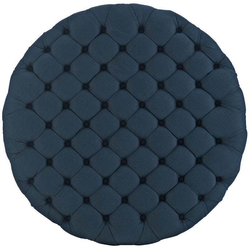 Pemberly Row Modern Upholstered Fabric and Solid Wood Ottoman in Azure